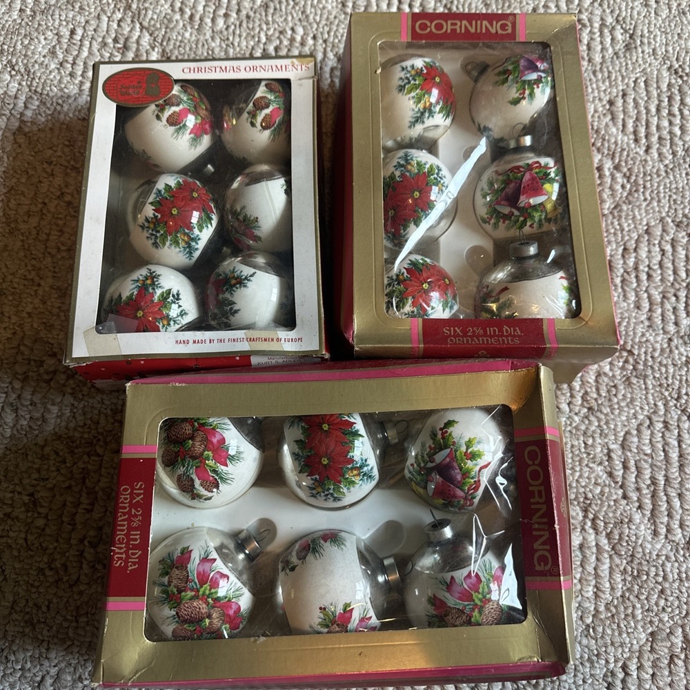 18 Vintage Glass Christmas Ornaments- Various styles